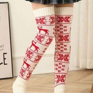 WARM OVER THE KNEE CHRISTMAS SOCKS